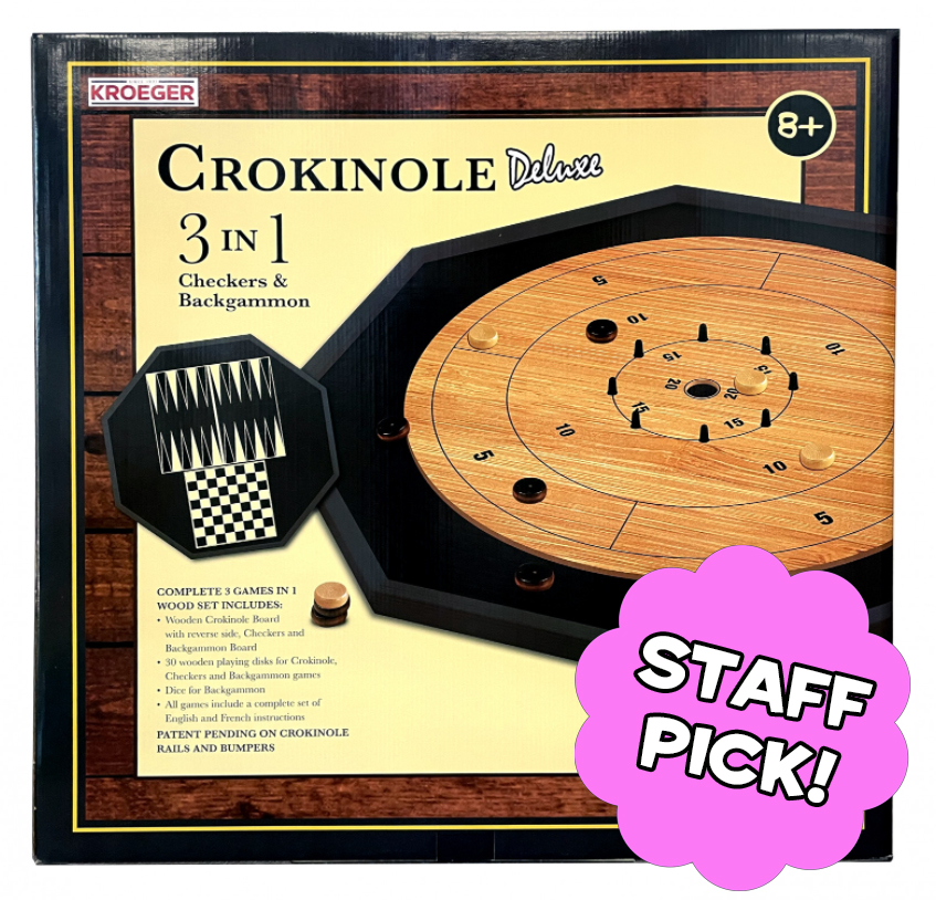 Crokinole Board Game 3 In 1 Backgammon Checkers